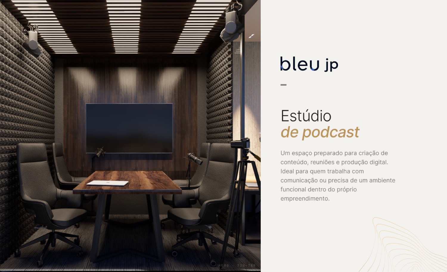 Render do estúdio de podcast do empreendimento