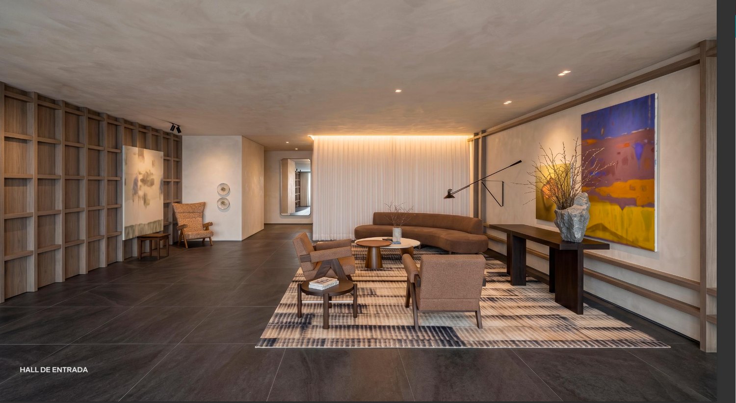 Render do hall de entrada do empreendimento